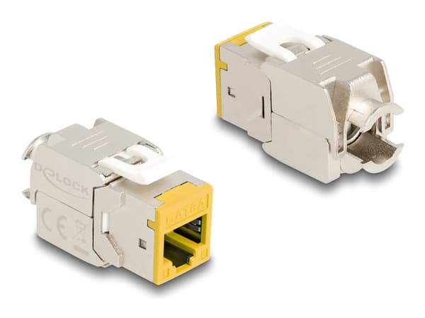 Delock - Modulinnlegg - toolfree - CAT 6a - RJ-45, LSA - gul (en pakke 10)