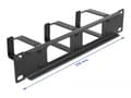 Miniatyrbilde 5 av 5: Delock - Kabelstyringspanel - with 2 openings and 3 hooks - svart - 1U - 10"