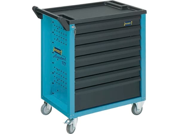 HAZET Assistent 177-7, 7 hyller, Stål, Sort, Blå, 20 kg, 4 hjul, 498 mm