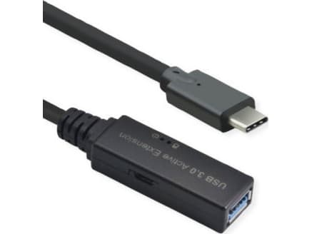 Roline USB-C - USB-A 15 m USB-kabel Svart