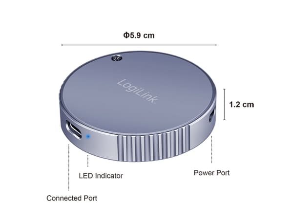 LogiLink UA0438, SSD-kabinett, M.2, M.2, USB-tilkobling, Grå