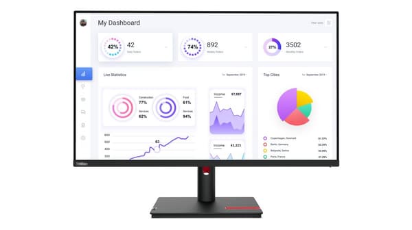Lenovo ThinkVision T32p-30 LED display 80 cm (31.5") 3840 x 2160 pixlar 4K Ultra HD Svart
