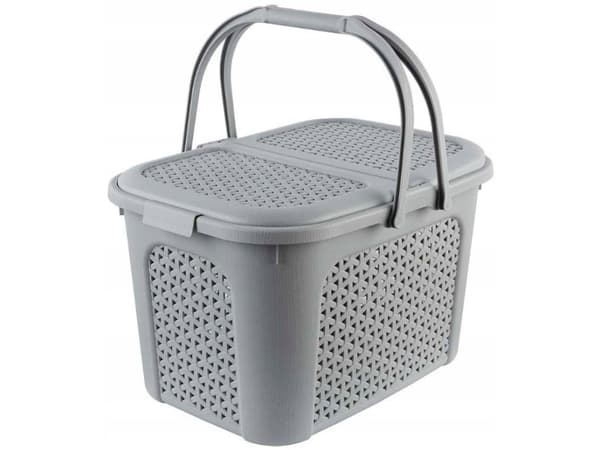 keeeper piknikkurv "inka", 28 liter, nordisk rød handlekurv med lokk, i rottinglook, 2 håndtak, - 1 stk (1065943700000)