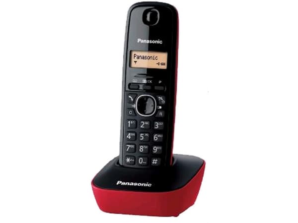 Panasonic KX-TG1611, DECT-puhelin, Kaiutinpuhelin, 50 entries, Soittajan tunnistus, Musta, Punainen musta, Punainen