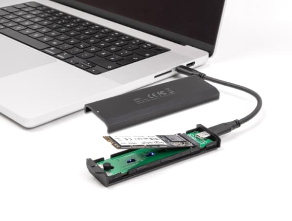 DeLOCK 42031, SSD-inkapsling, M.2, PCI Express, SATA, 20 Gbit/s, USB-anslutning, Svart