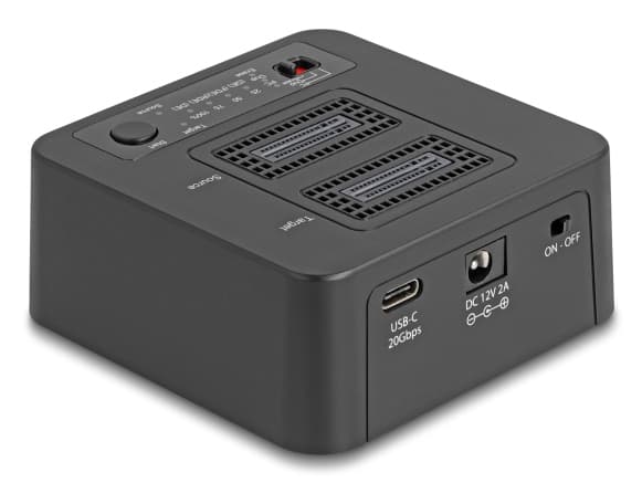 Delock USB 20 Gbps M.2-dokkingstasjon for 2 x M.2 NVMe PCIe SSD med klone- og slettefunksjon