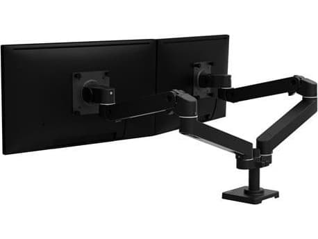 Bordfeste for 2 skjermer side ved side opp til 27 tommer hver og 1,8-9 kg, VESA-standard, Constant Force bevegelsesteknologi, 10 års garanti Sort