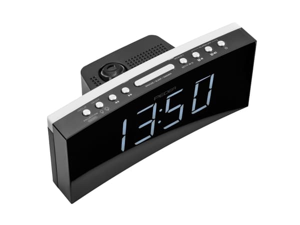 PEDEA 55005200, Klokke, FM, 87,5 - 108 MHz, Automatisk tuning, LED, Sort, Grå