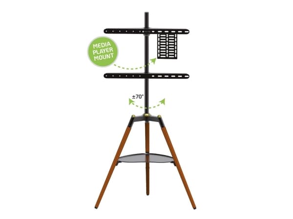 Techly ICA-TR58, 165,1 cm (65"), 100 x 100 mm, 600 x 400 mm, 140°, Bøketre, Plast, Stål, Sort, Tre