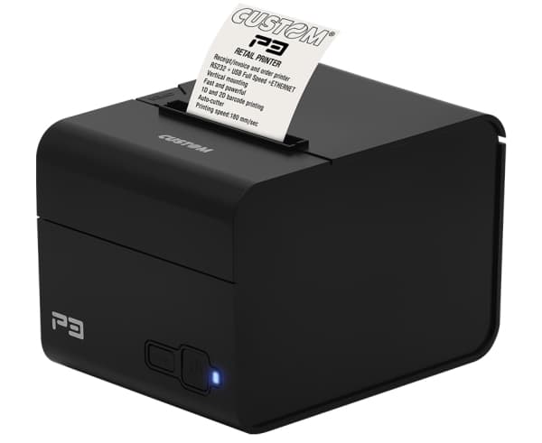 CUSTOM P3X, termisk, POS-skriver, 203 x 203 dpi, 8 punkter, 200 mm/sek., 100 µm