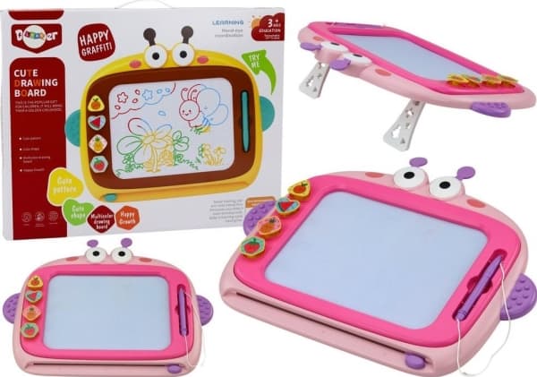 LeanToys magnetisk malebrett 4 farger med beskrivelse 4 stempler Rosa