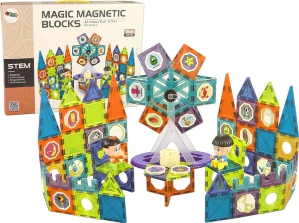 LeanToys Magnetiske byggeklosser 3D pariserhjul 155 elementer LEAN Leker