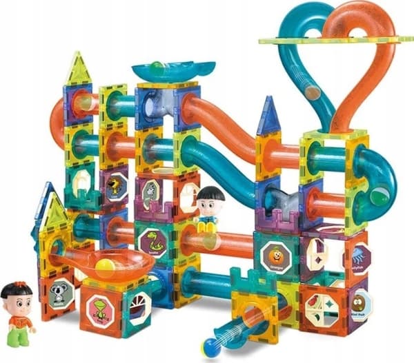 LeanToys Glowing Ball Slide Magnetic Blocks 202 Elements LEAN Leker
