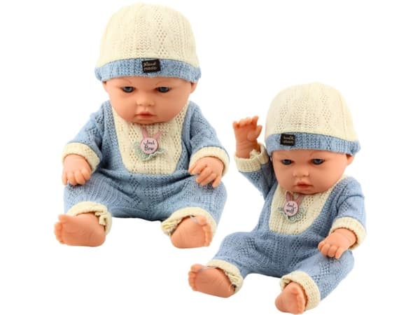 Baby Doll i stickade blå kläder Mössa