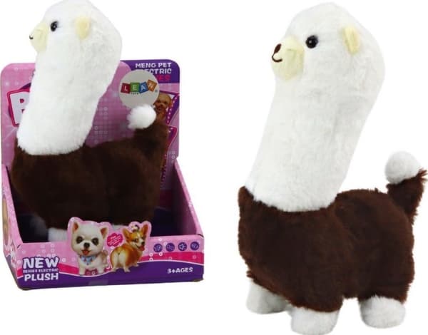 LeanToys Interactive Animal Lama Alpakka Walks Game Brun 23 cm