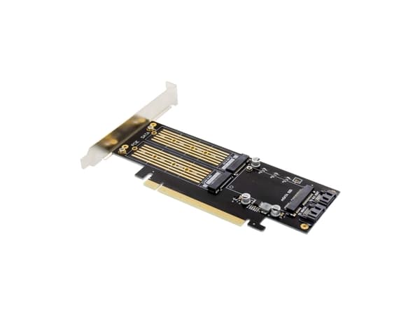 InLine® PCIe-kortti x16, 2x M.2, 1x mSATA