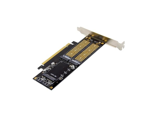 InLine® PCIe-kortti x16, 2x M.2, 1x mSATA
