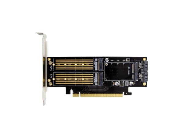 InLine® PCIe-kortti x16, 2x M.2, 1x mSATA