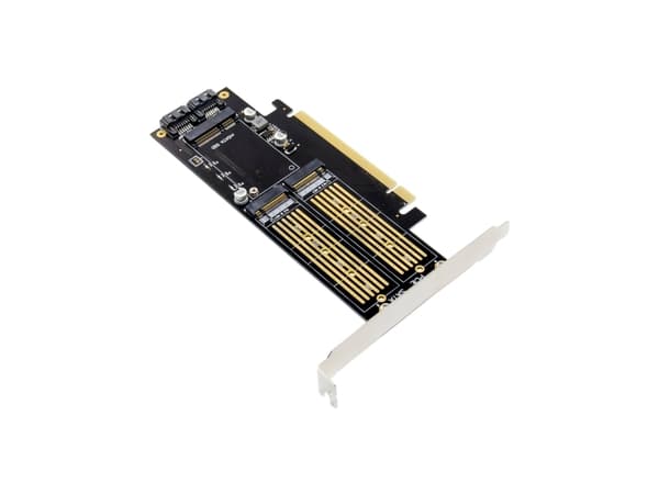 InLine® PCIe-kortti x16, 2x M.2, 1x mSATA
