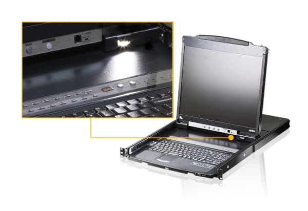 KVM-konsol ATEN CL5800N, 48 cm LCD-skärm, VGA, PS/2-USB, kringutrustningsport, CH
