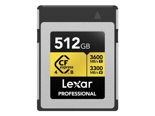 Lexar LCXEXP4512G-RNENG, 512 GB, CFexpress Type B, 3600 MB/s, 3300 MB/s, Fallsikker, Støvresistent, Støvtett, Sjokkresistent, Temperatursikker, Vibra