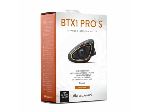 Midland BTX1 PRO S-SINGLE moottoripyörän sisäpuhelin 1 kypärälle