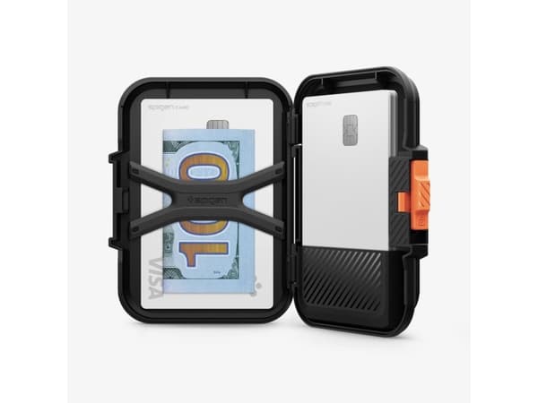 Spigen Lock Fit, korthållare, sortering, polykarbonat (PC), Apple, MagSafe-enhet, 1 stk