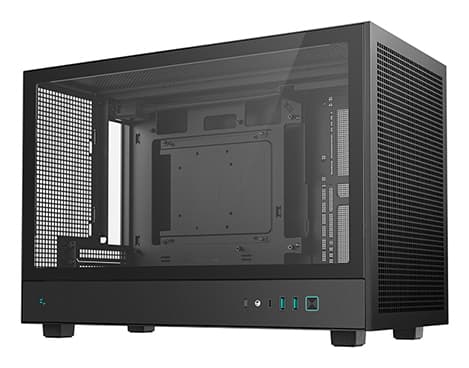 DeepCool CH260 - Mikro - micro ATX - sidepanel med vindu (herdet glass) - ingen strømforsyning (ATX / PS/2) - svart - USB/lyd