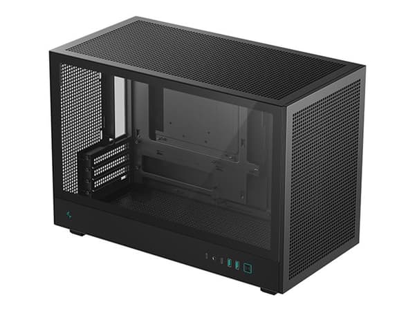 DeepCool CH260 - Mikro - micro ATX - sidepanel med vindu (herdet glass) - ingen strømforsyning (ATX / PS/2) - svart - USB/lyd