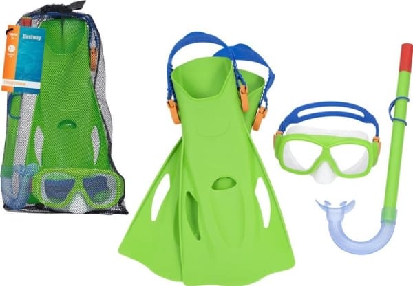 Dykkesett Maske, Snorkel, Finner Grønn Bestway 25019 EDUKAMP
