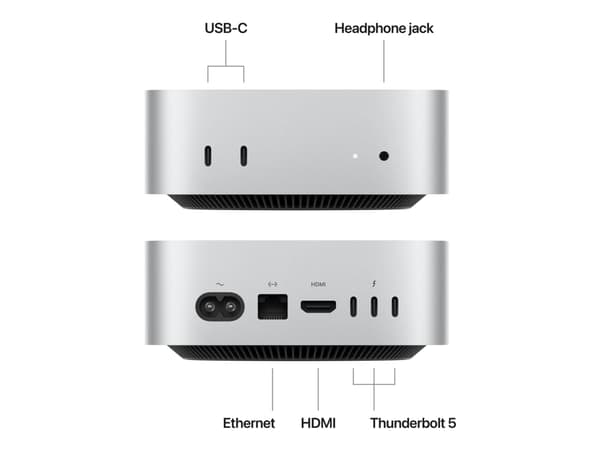 Apple Mac mini - M4 Pro upp till - RAM 24 GB - SSD 512 GB - Apple M4 Pro 16-core - Gigabit Ethernet, IEEE 802.11ax (Wi-Fi 6E), Bluetooth 5.3 - macOS