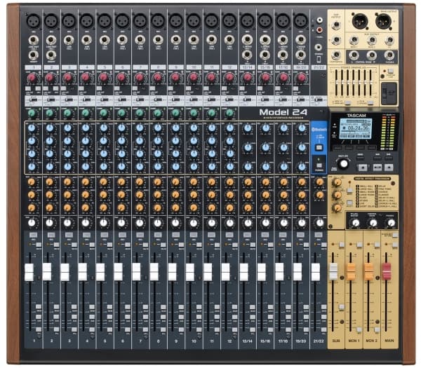 Tascam Model 24, 24 kanaler, Bluetooth, 52 W, Sort, Gull, Tre