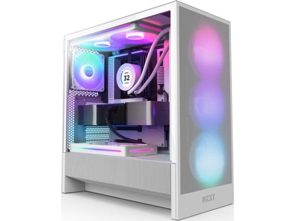 NZXT H5 Flow RGB, Midi Tower, PC, White, ATX, EATX, micro ATX, Micro-ITX, SGCC, Tempered glass, Gaming