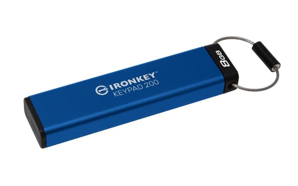 Kingston Technology IronKey Keypad 200 USB-sticka 8 GB USB Type-A 3.2 Gen 1 (3.1 Gen 1) Blå