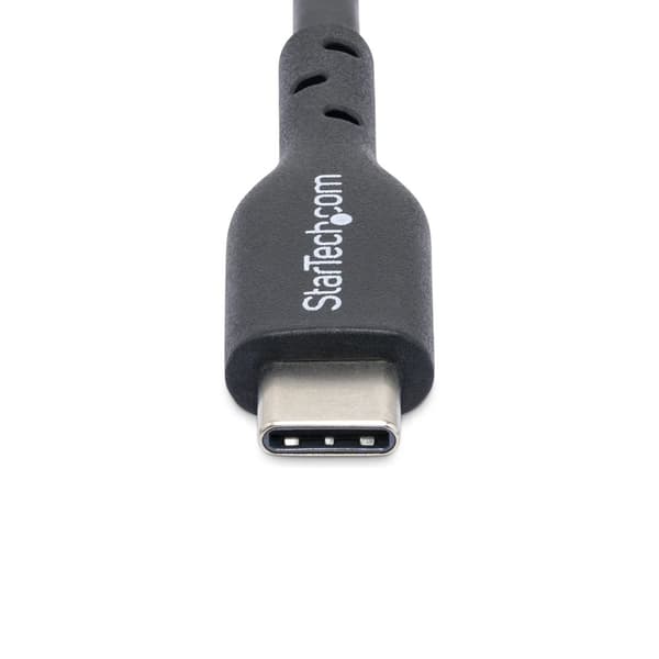 StarTech.com 3 m USB-C-laddningskabel, laddning och synkronisering, 60 W (3 A) PD, USB 2.0-laddare för bärbar dator, TPE-mantel - Svart USB C-laddning