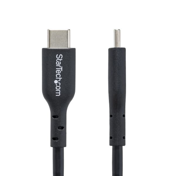 StarTech.com 3 m USB-C-laddningskabel, laddning och synkronisering, 60 W (3 A) PD, USB 2.0-laddare för bärbar dator, TPE-mantel - Svart USB C-laddning