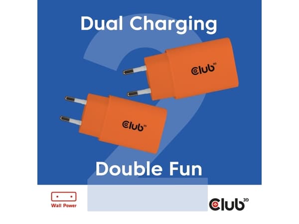 Club 3D CAC-3023 30Watt Strømforsyningsadapter Orange 2 stk.