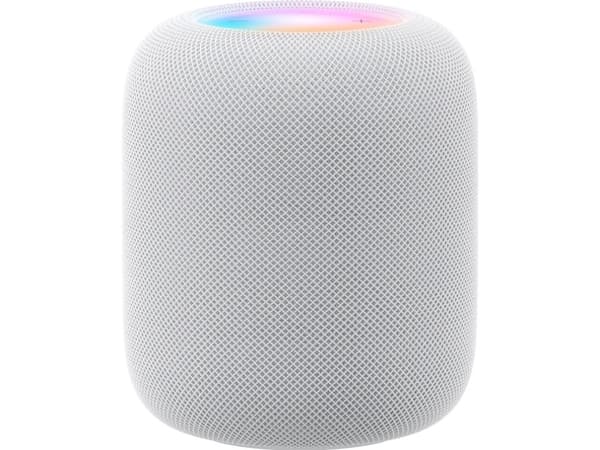 Apple HomePod, Apple Siri, Cylinder, Hvit, Stoff, Home app and HomeKit, Siri, VoiceOver, Intercom transcriptions, Touch Accommodations, Multi