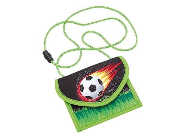 WEDO halsväska "FUSSBALL", 3 fack, tillverkad av polyester Mått: (B)140 x (D)7 x (H)108 mm, med säkerhetssnöre, - 1 st (241 3001)