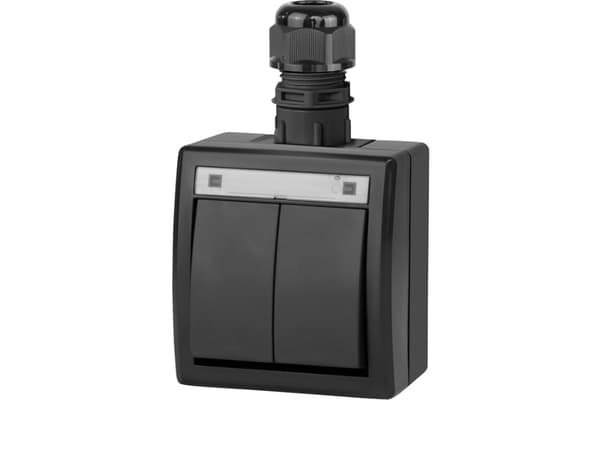 Elektroplast Switch 5002-67 2Gang Ip65 Aquant Black