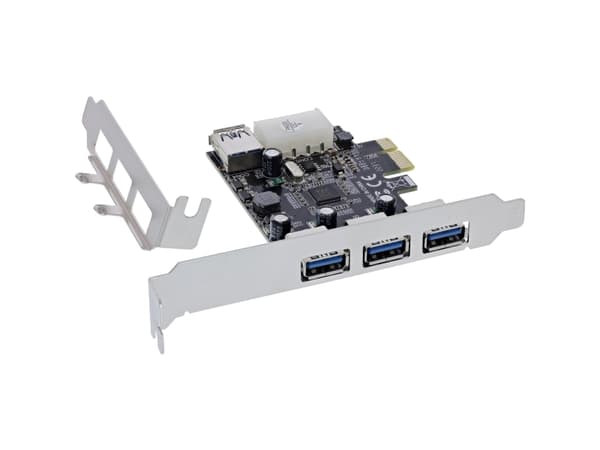 InLine® PCIe-kort, 3x+1x USB 3.2 Gen.1, Molex-kompatibel 4-polig strömkontakt