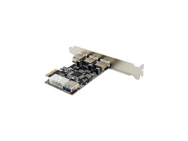 InLine® PCIe-kort, 3x+1x USB 3.2 Gen.1, Molex-kompatibel 4-polig strömkontakt