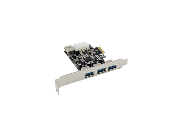 InLine® PCIe-kort, 3x+1x USB 3.2 Gen.1, Molex-kompatibel 4-polig strömkontakt