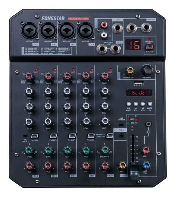Fonestar MIX-6LIVE - 6-kanals stereomixer med live streaming-funktion