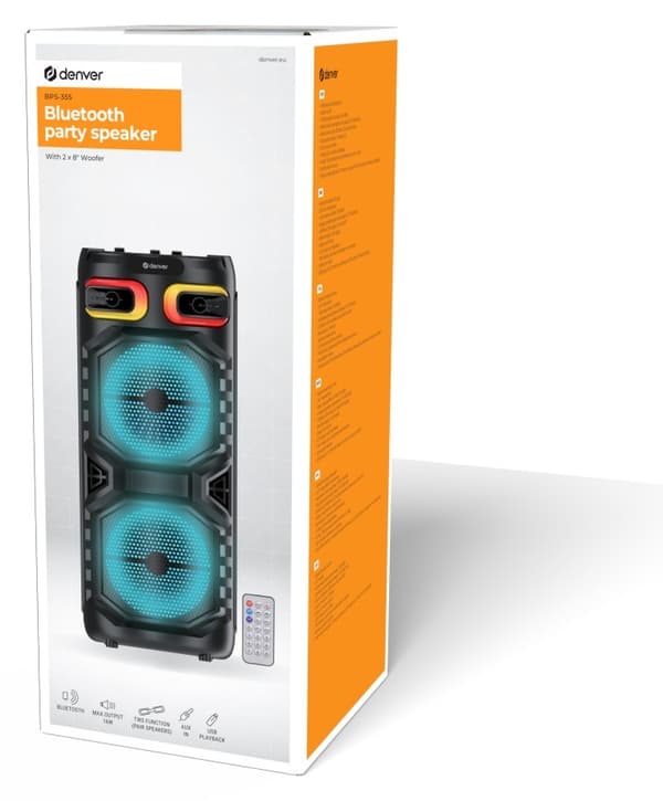 Denver BPS-355 - Bluetooth-partyhögtalare med LED-belysning