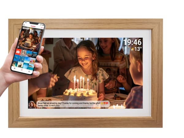 Digitaalinen valokuvakehys FULL HD FRAMEO Wi-Fi IPS kosketusnäyttö 15.6”" 16GB Denver PFF-1543LW vaalea puu
