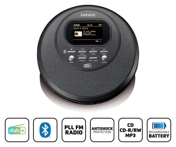 Lenco CD-500BK - Discman med Bluetooth och DAB+/FM-radio