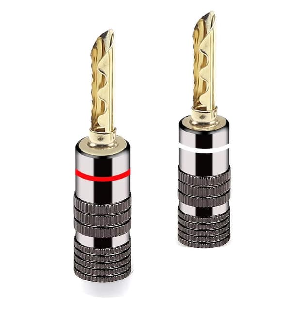 Par BFA 4 mm bananstik, forgyldte, til maks. 4mm2 ledning - 2 skruer