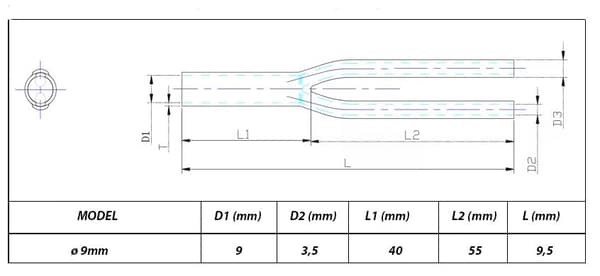 Silikonhylsa för högtalarkabel, Y-formad, 9mm / 3.5mm