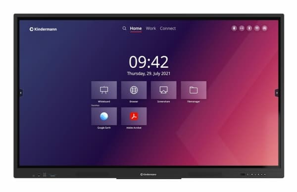 Kindermann TD-1186² Interaktiv platt skärm 2,18 m (86") WLAN 400 cd/m² 4K Ultra HD Svart Pekskärm Inbyggd processor Android 18/7 (86W61-B)